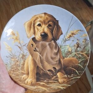 Knowles Golden Retriever Plate with Gold Accents